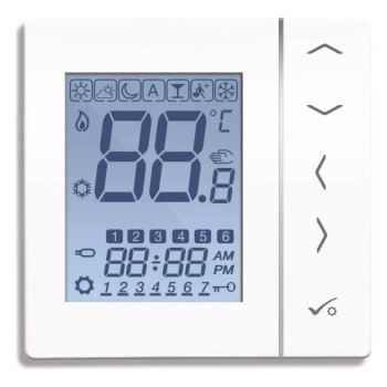 Комнатный термостат программируемый SALUS VS30W, проводной, 230 В, монтаж в подрозетник, белый